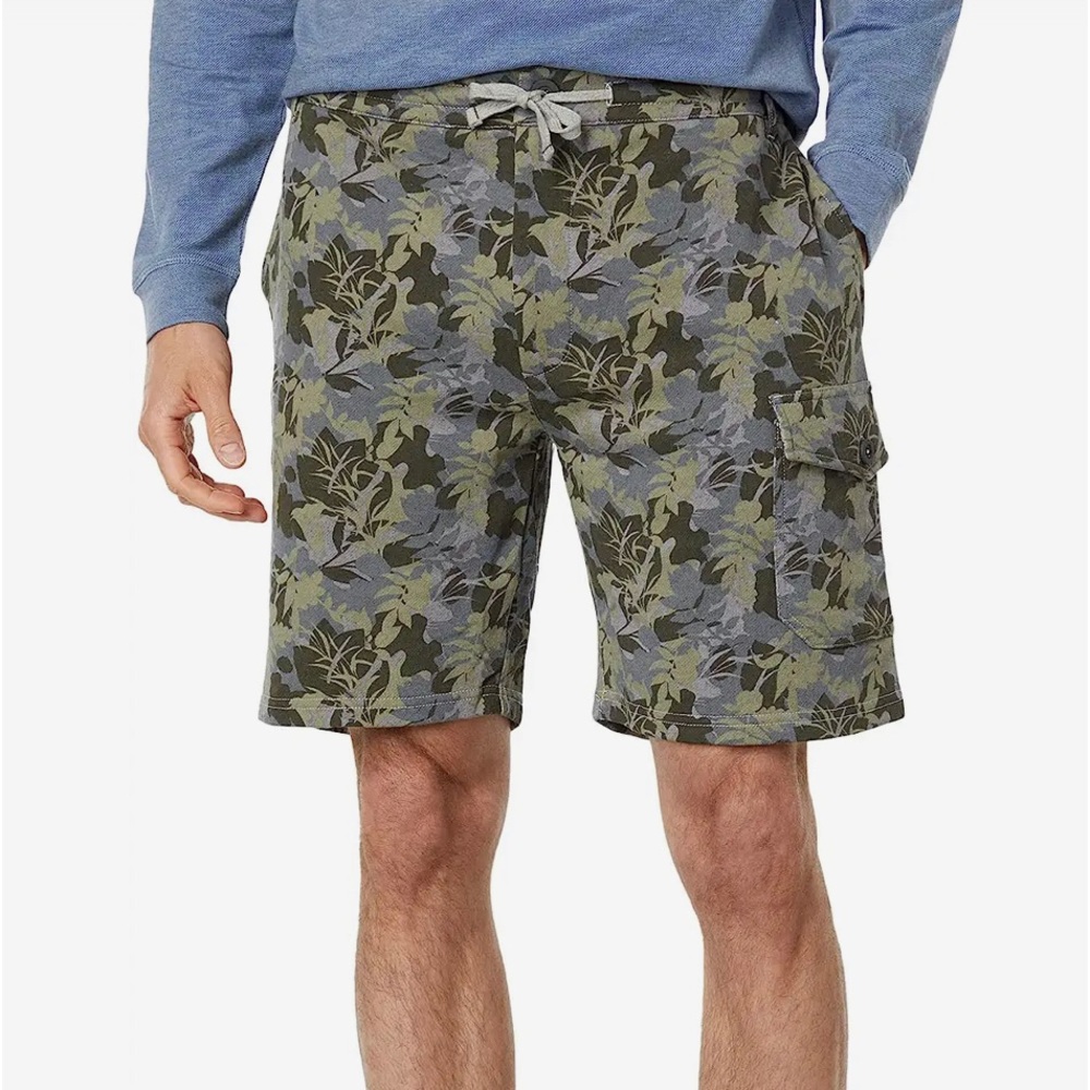 NWT Johnnie-O Hangin-Out Jungle Lounger Charcoal‎ Sweat Shorts Mens LARGE $98